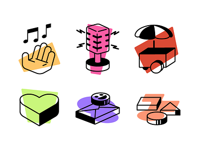 Isometric Culture Icons cart envelope heart icons isometric mail microphone music radio shapes