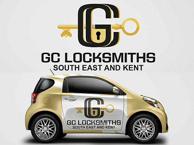 G.C. Locksmiths LOGO branding car gold key lock locksmith logo padlock wrapping