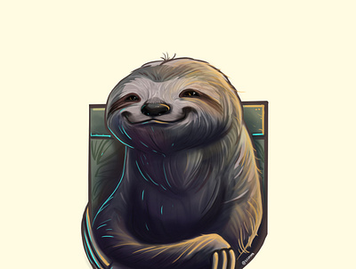 Pereza character design digital art illustration krita painting segrons sloth