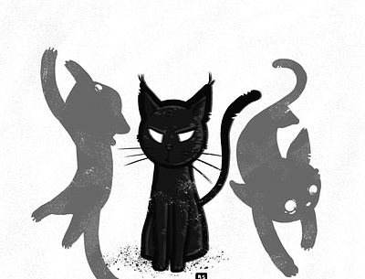 Black cat black cat character design digital art illustration