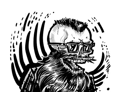 thought character design design digital art hipster illustration ink punk skull