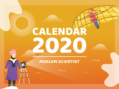 2020 Calendar Moslem Scientist Illustration with Hijri Calendar calendar calendar 2020 calender cartoon child clean flat illustration illustrator kids moslem quran