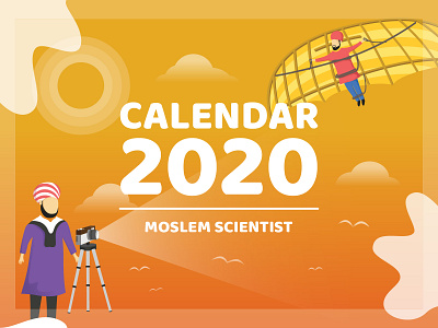 2020 Calendar Moslem Scientist Illustration with Hijri Calendar