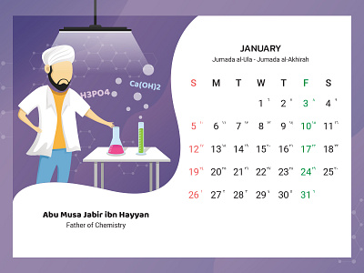 January 2020 Calendar Design, Father of Chemistry