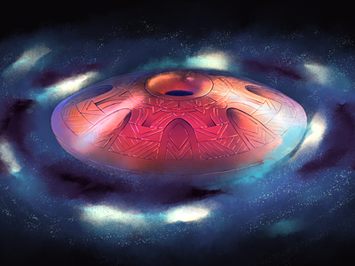 Drum of the Cosmos digital galaxy illustration man painting vibes yuppie