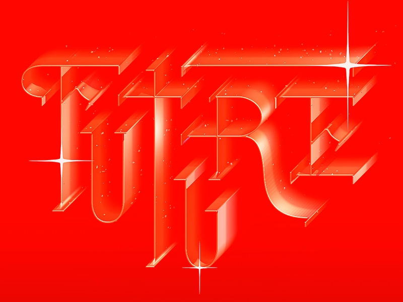 { FUTURE } lettering calligraphy c4d 3d lighting crimson gradient typography