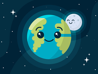 Earth day design earth earth day graphic design graphics icon illustration kawaii moon planet