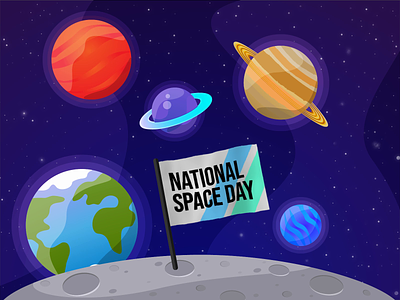 National Space Day animation design graphic design graphics icon illustration moon motion graphics planets space space day stars