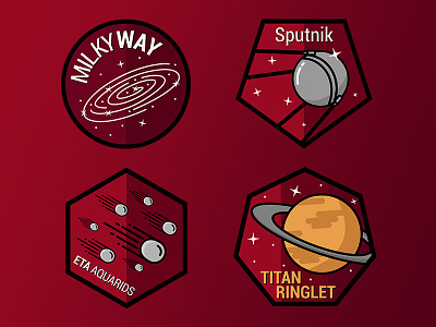 Space Journey astronauts badges design geometric graphics icon milkyway rocket saturn space sputnik stars