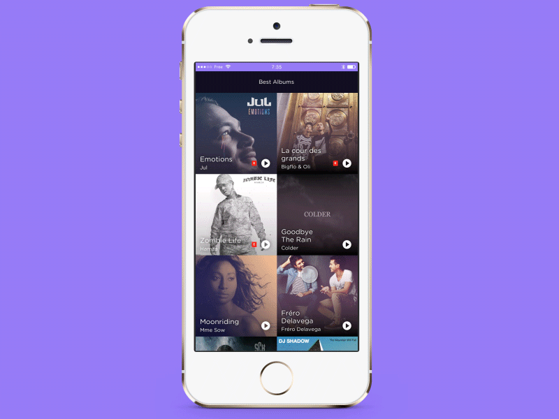 Music Selections album app design ios iphone music player song ui ux