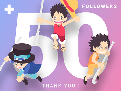 +50 Followers Thank You dribbble followers luffy one piece than you