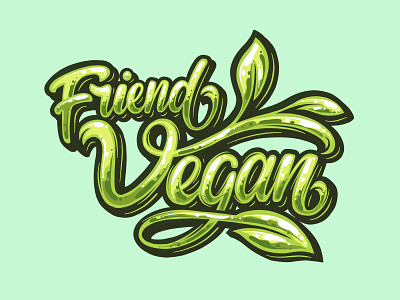 Friend Vegan branding calligraphy graffiti green leaf lettering lettering artist typography vector vegan vegan food vegan logo
