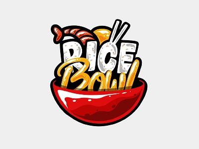 Rice Bowl bowl branding calligraphy calligraphy and lettering artist calligraphy font cartoon food food illustrator illustration logo logos rice typography