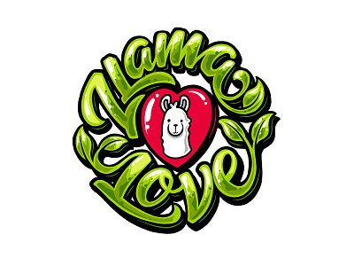 Llama Love Logo adobe animal animal logo artwork creative lettering llama love merch type vector vectors