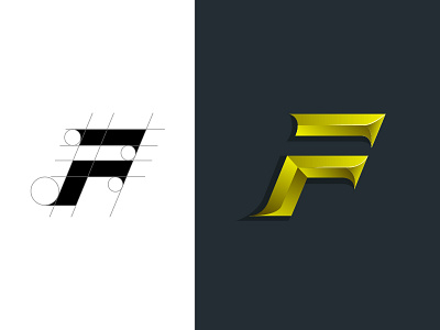 F Font Grid brand identity branding design font mark leaf logo