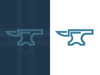 Anvil Logo Concept branding design font leaf logo mark thickline