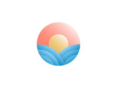 Wave and Sunset color design gradient logo sun wave