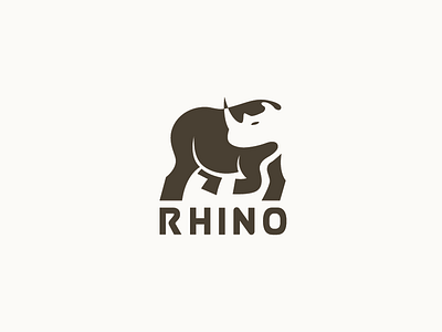 Rhino animal app icon branding logo negative space rhino vector