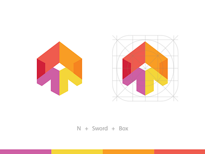 N Box app icon branding color coloring design logo type typography vector