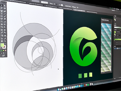 Explore G leaf logo design art brand branding design g gradient grid imac leaf leaves logo process