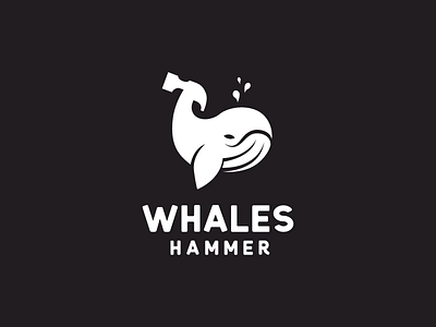 Whales Hammer cartoon creative design fish hammer icon logo negativespace sea water whales