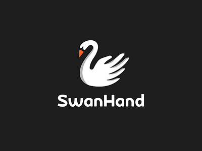 Swan Hand hand lettering logo negative space swan