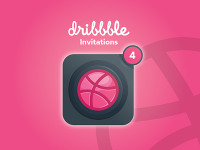 4 Dribbble Invitation 2d 3d 4 app ball basketball community draft dribbble flat icon illustration invitation invitations invite invite design logo player ui ux