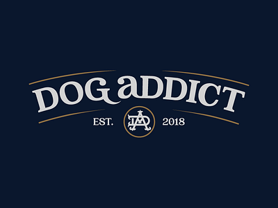 Dog Addict 2d adobe clean dog emblem flat font fonts logo logogram logotype logotypes mark merch retro simple type typography vector vintage