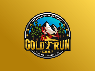 Gold Run Extracts adobe ai badge bridge gold illustration logo logotype mountain vector weed