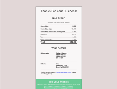 E-mail Receipt # Daily UI Challenge