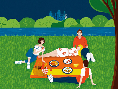 May bank branding calendar city company corporate gifts credit card flat food friends friendship graphic design green illustration may park picnic river spring weekend