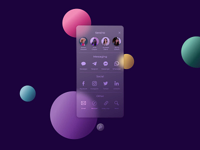 Social Share Button + Screen (Glass Effect) app button challenge dailyui design glasseffect icon share socialshare ui ux