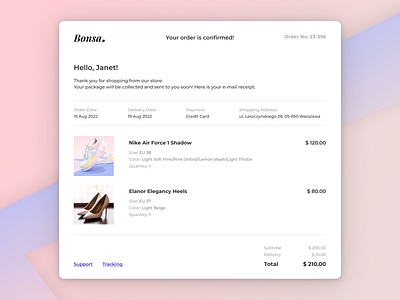 E-mail receipt challenge dailyui design e commerce email receipt ui ux web