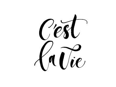 C'est la vie. brush calligraphy cest la vie french hand drawn ink lettering life quote