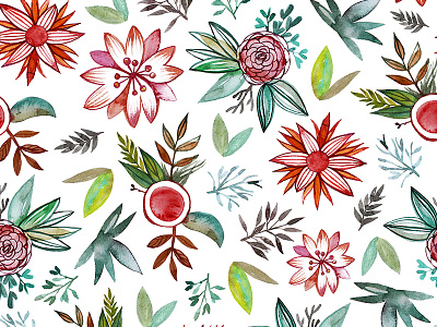 Flowers pattern. art colorful flower leaves nature ornament plant seamless pattern spring springtime watercolor wrapping paper