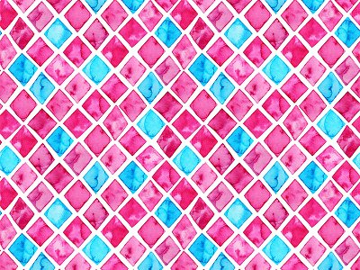 Seamless rhombus. colorful geometric hand paint ornament painting pink rhombus seamless pattern watercolor wrapping paper