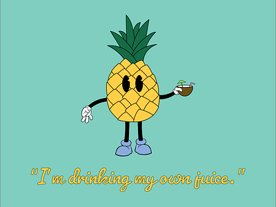Pineapple Cannibalism graphic design illustration rubber hose