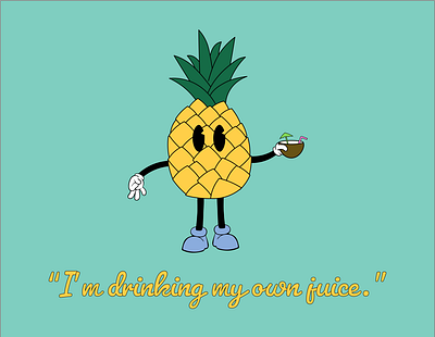 Pineapple Cannibalism graphic design illustration rubber hose