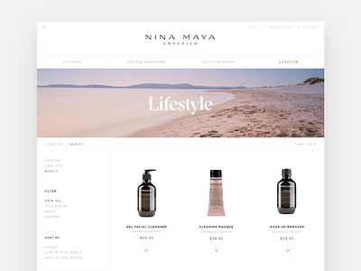 Category page for Nina Maya e-commerce site e commerce rwd shopify ui design uxui