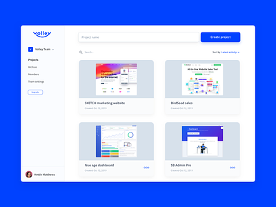 Projects dashboard dashboard product design saas ui ux volley web app website