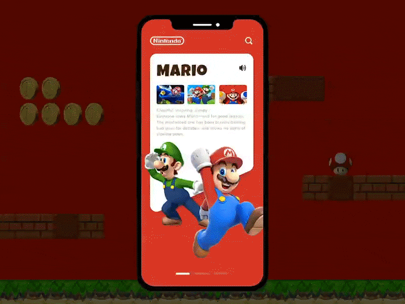 Super Mario Concept interface design 2019 animation characer design illustration interface design mario mario bros mariobros ux vector