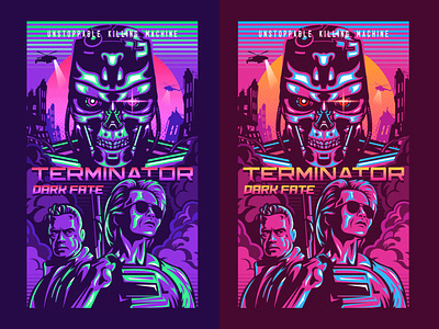 Terminator:Dark Fate Poster color dark design dribbble fate illustration killing machine people poster poster art terminator typography unstoppable