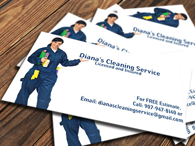 Diana's Cleaning Service Business Card alaska anchorage business card clean cleaning service collateral professional simple small business