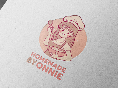 Cute Bakery kawaii Girl mascot logo for restaurant or homemade bakery bakery logo girl graphic design hand drawn logo home made logo illustration kawaii logo mascot pink logo restaurant logo unique