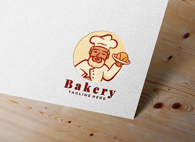 Bakery bread Logo with old grandpa mascot bakery logo bread cartoon croissant food logo grandpa hand drawn hand drawn logo male man old restaurant logo