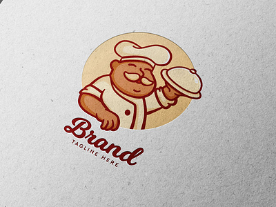 Bakery bread Logo with old fat grandpa mascot