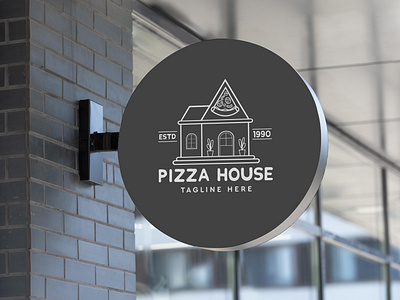 Monoline elegant logo for restaurant pizza house