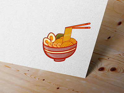 Hand drawn asian noodles logo oriental food ramen logo