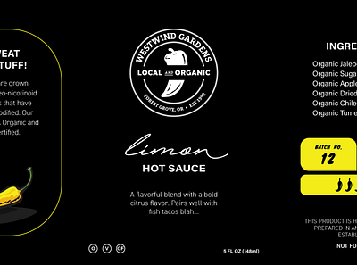 Hot Sauce Label Option 2 branding design graphic design hot sauce packaging typography