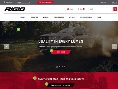 Rigid Industries Home Page Design